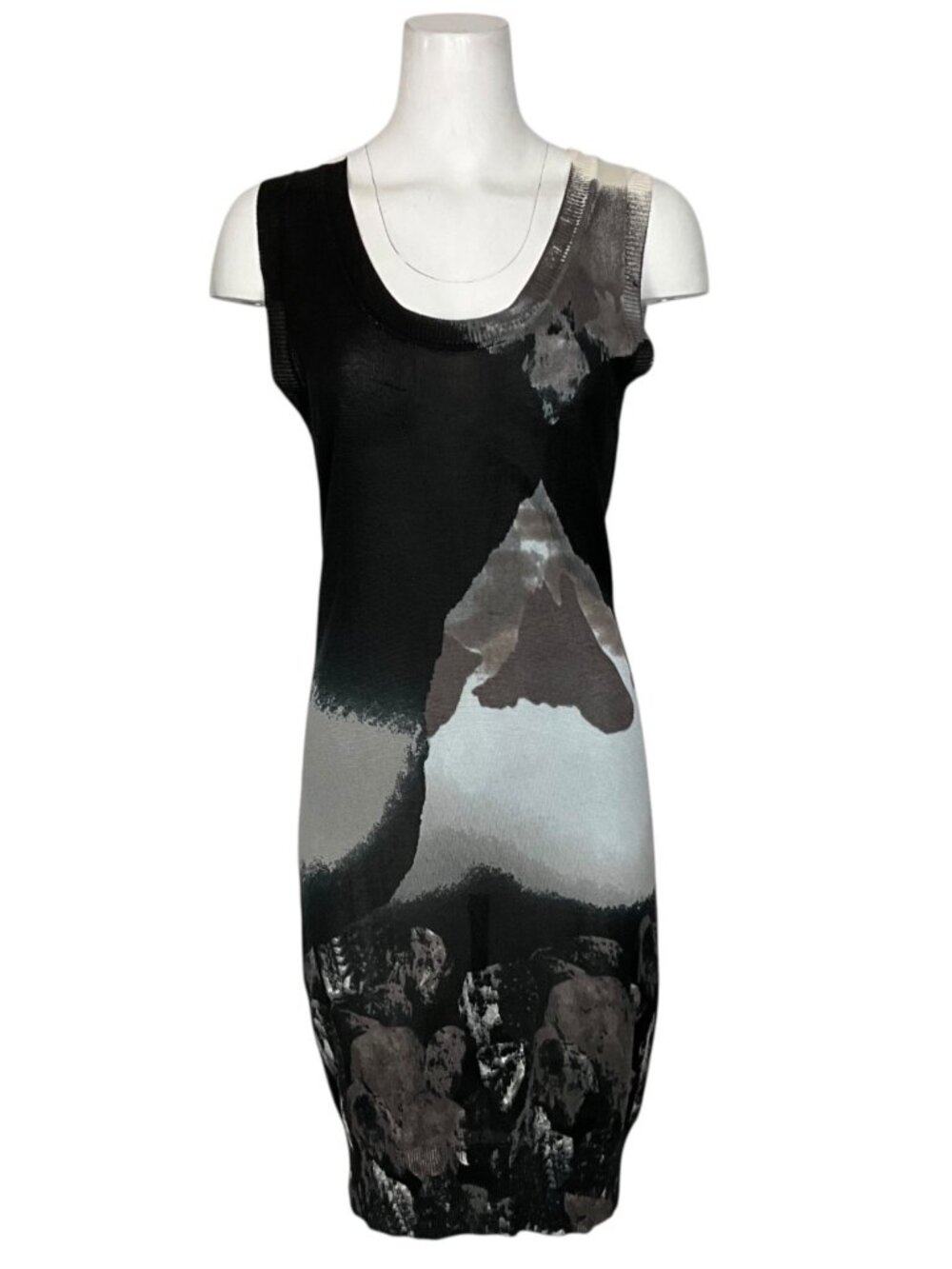 Azulu Knit Fitted Sleeveless Dress XS Black Silk